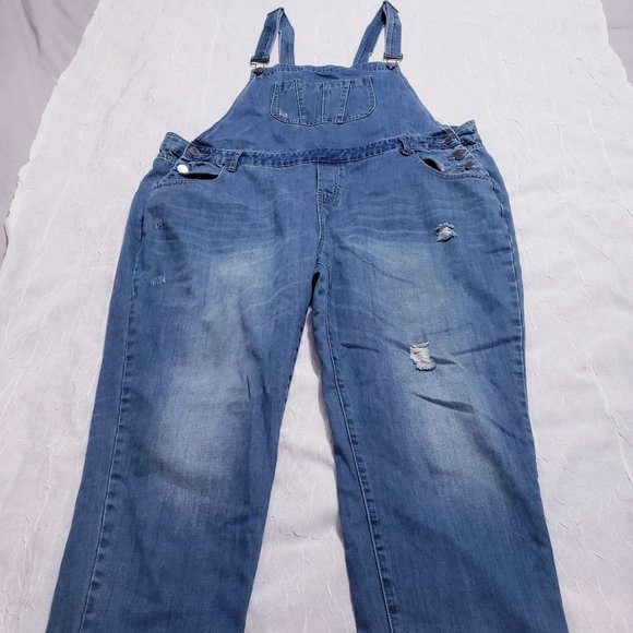 City Chic Blue Denim Overalls - Picture 5 of 10